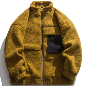 PopFlying Lamb Wool Winter Coat Irregular Splicing