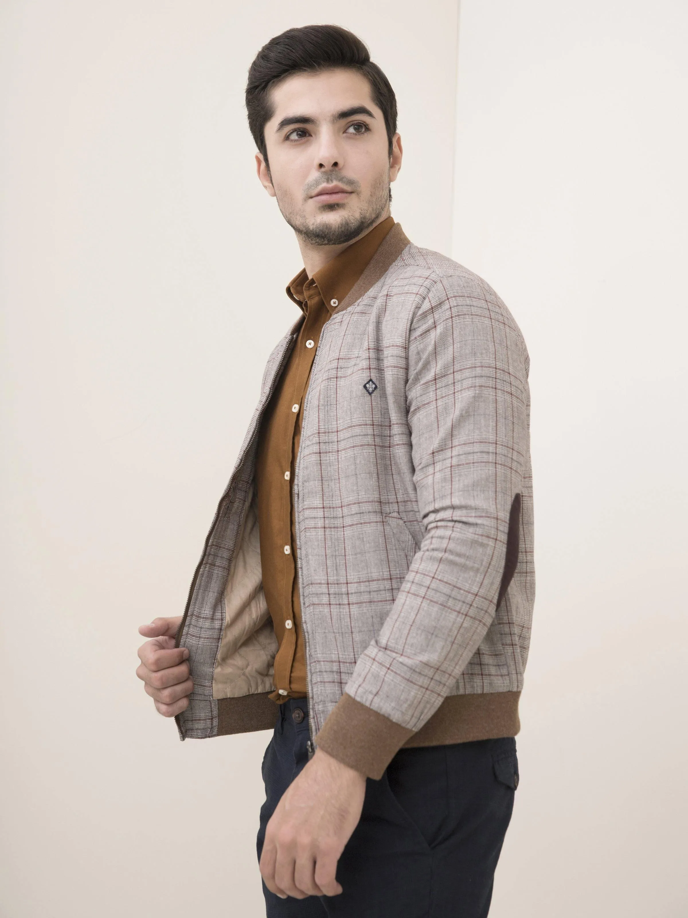 RIB BAN JACKET FULL SLEEVE LIGHT KHAKI