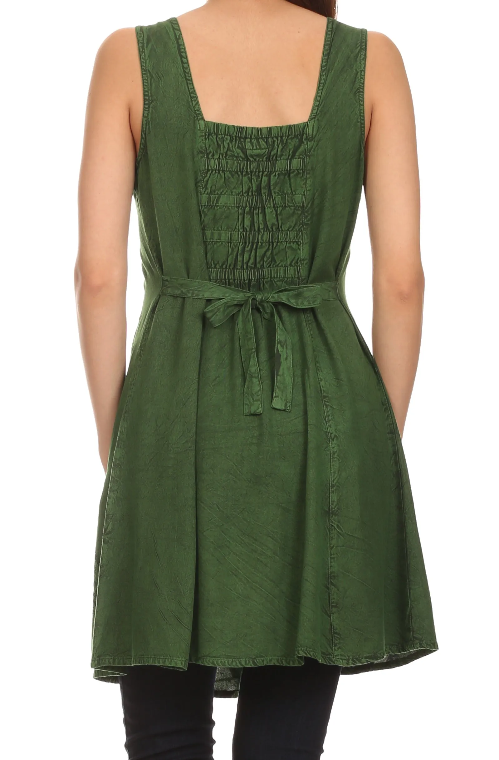 Sakkas Kalee Embroidered Adjustable Sleeveless Tunic Blouse / Short Dress