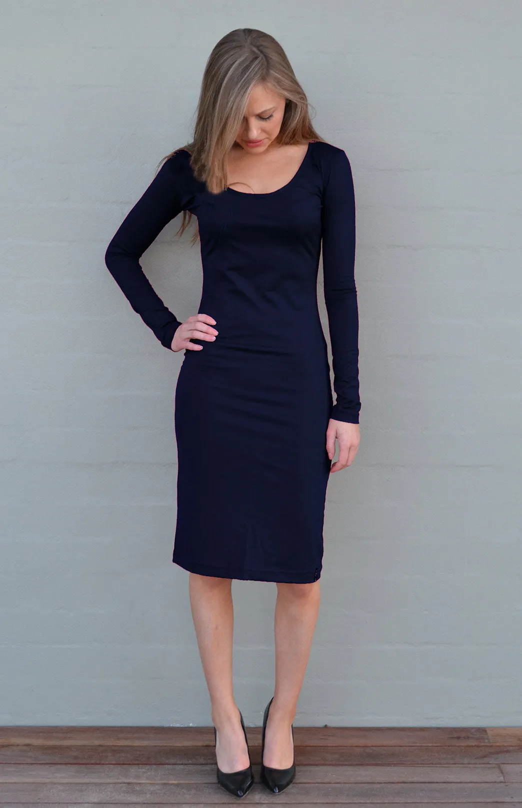 Scoop Neck Dress - Long Sleeve