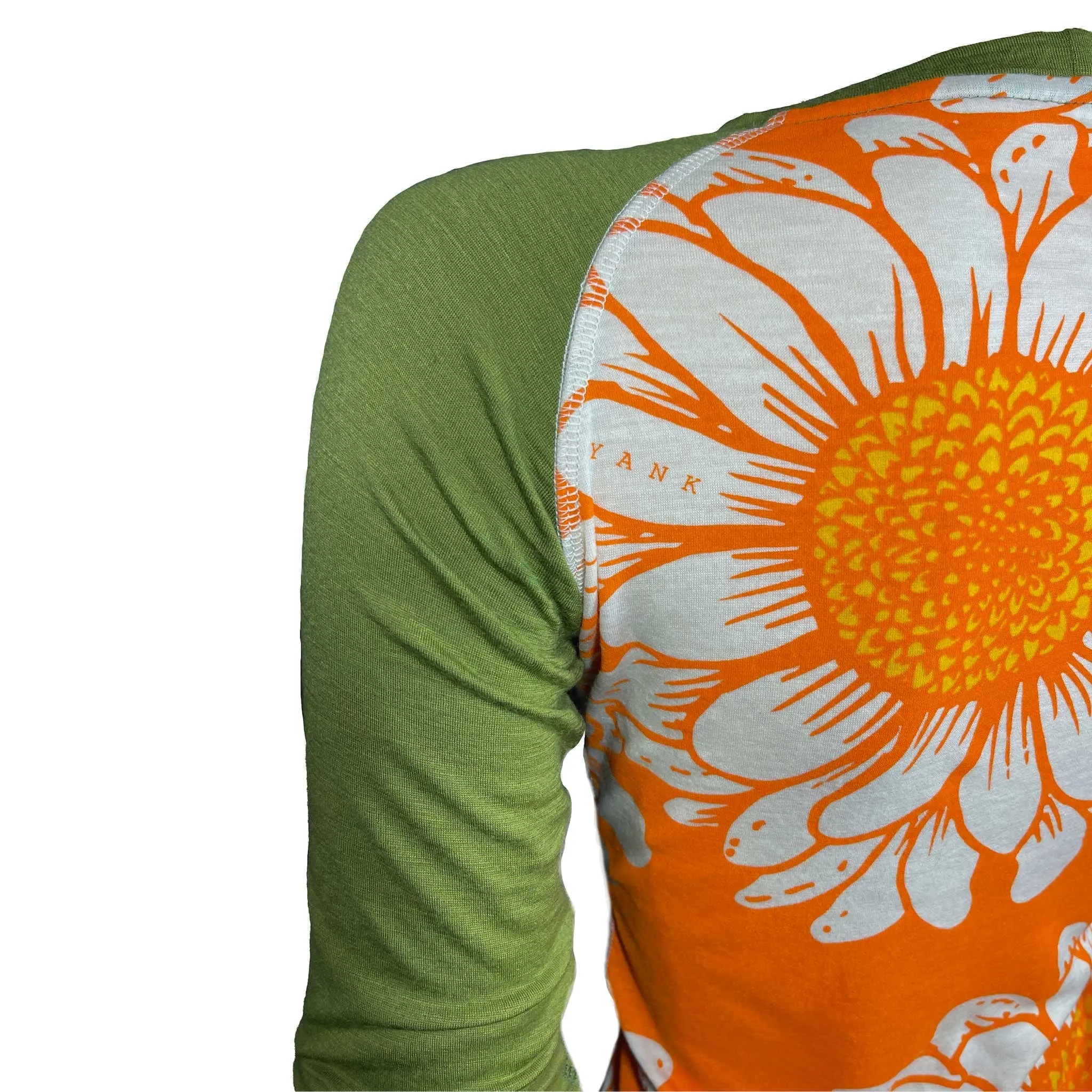 SECONDS Women's Flower Power Long Sleeve Merino | Orange Zest