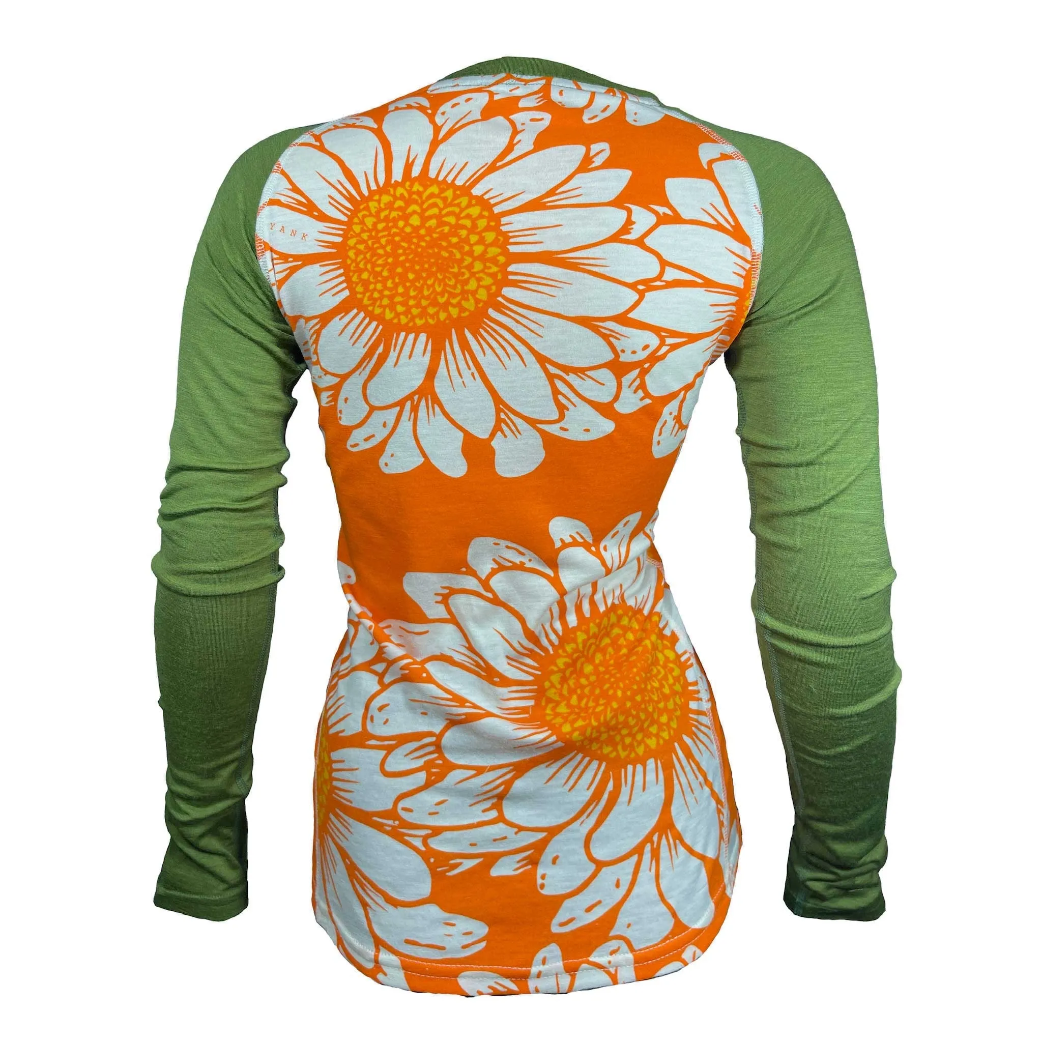 SECONDS Women's Flower Power Long Sleeve Merino | Orange Zest
