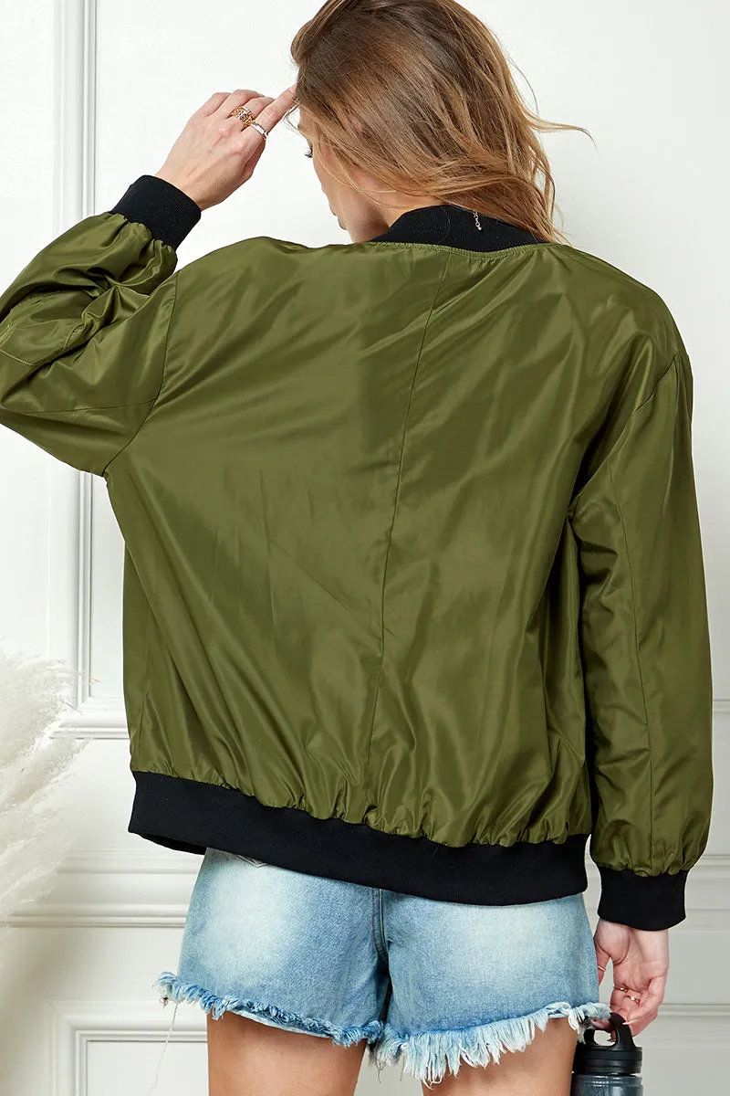 SIDE POCKET WINDBREAKER BOMBER JACKET
