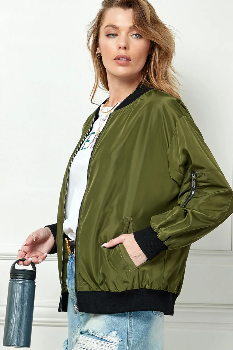 SIDE POCKET WINDBREAKER BOMBER JACKET