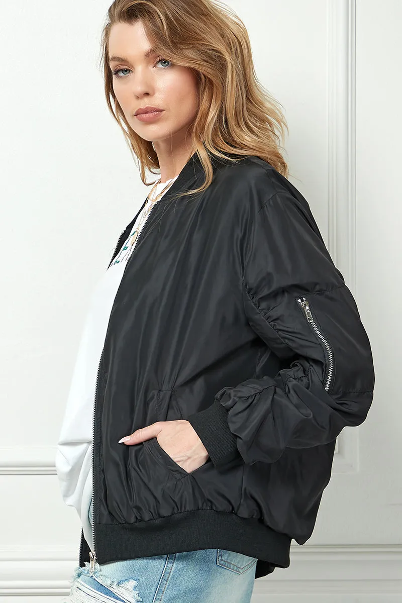 SIDE POCKET WINDBREAKER BOMBER JACKET