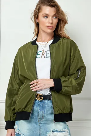 SIDE POCKET WINDBREAKER BOMBER JACKET