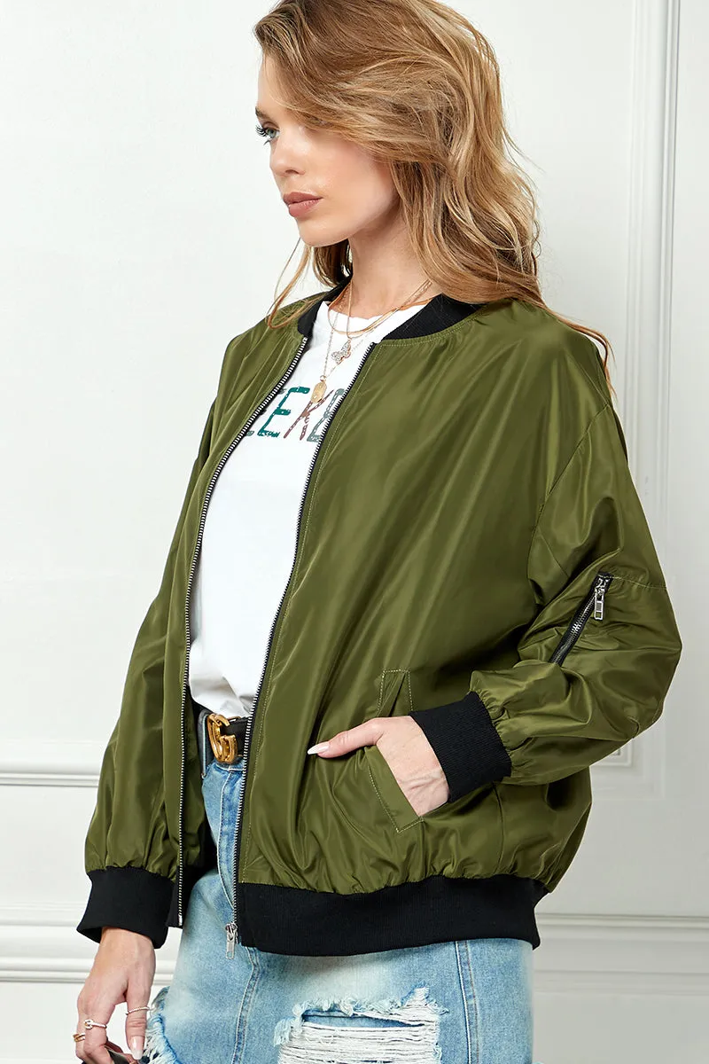 SIDE POCKET WINDBREAKER BOMBER JACKET