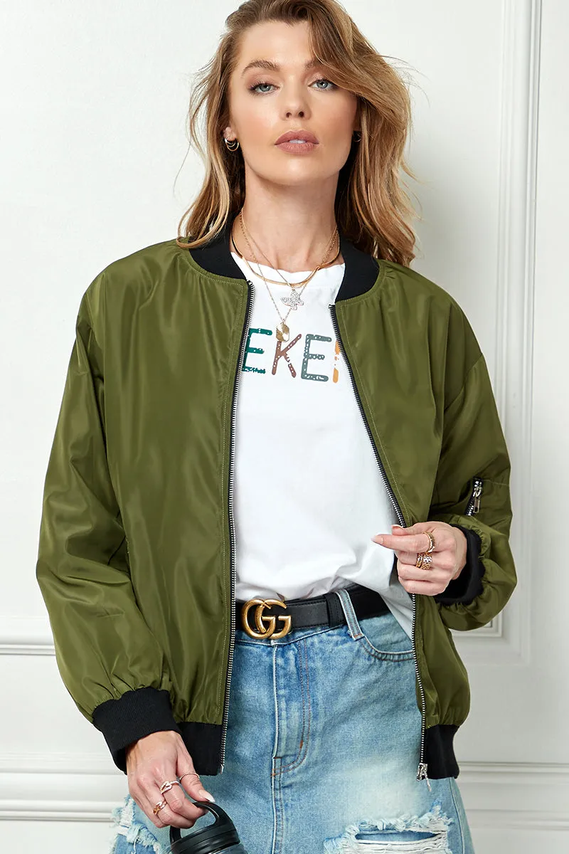 SIDE POCKET WINDBREAKER BOMBER JACKET