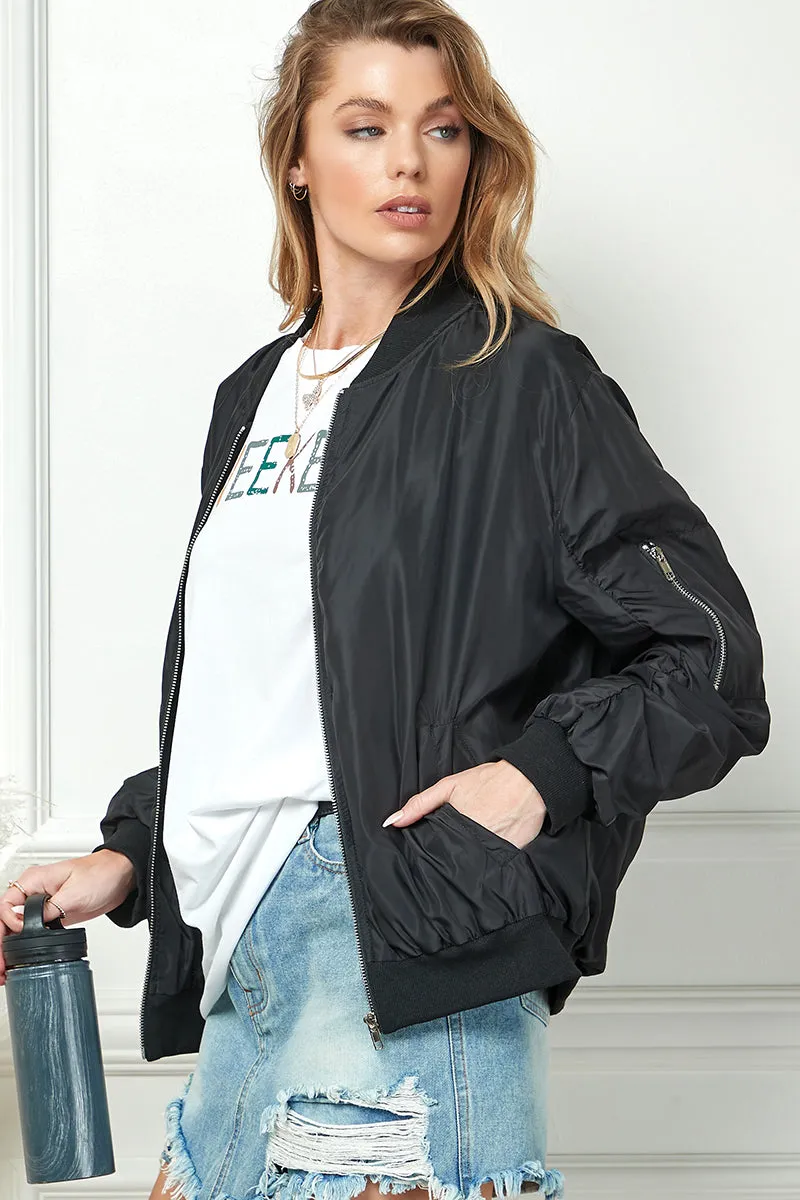 SIDE POCKET WINDBREAKER BOMBER JACKET