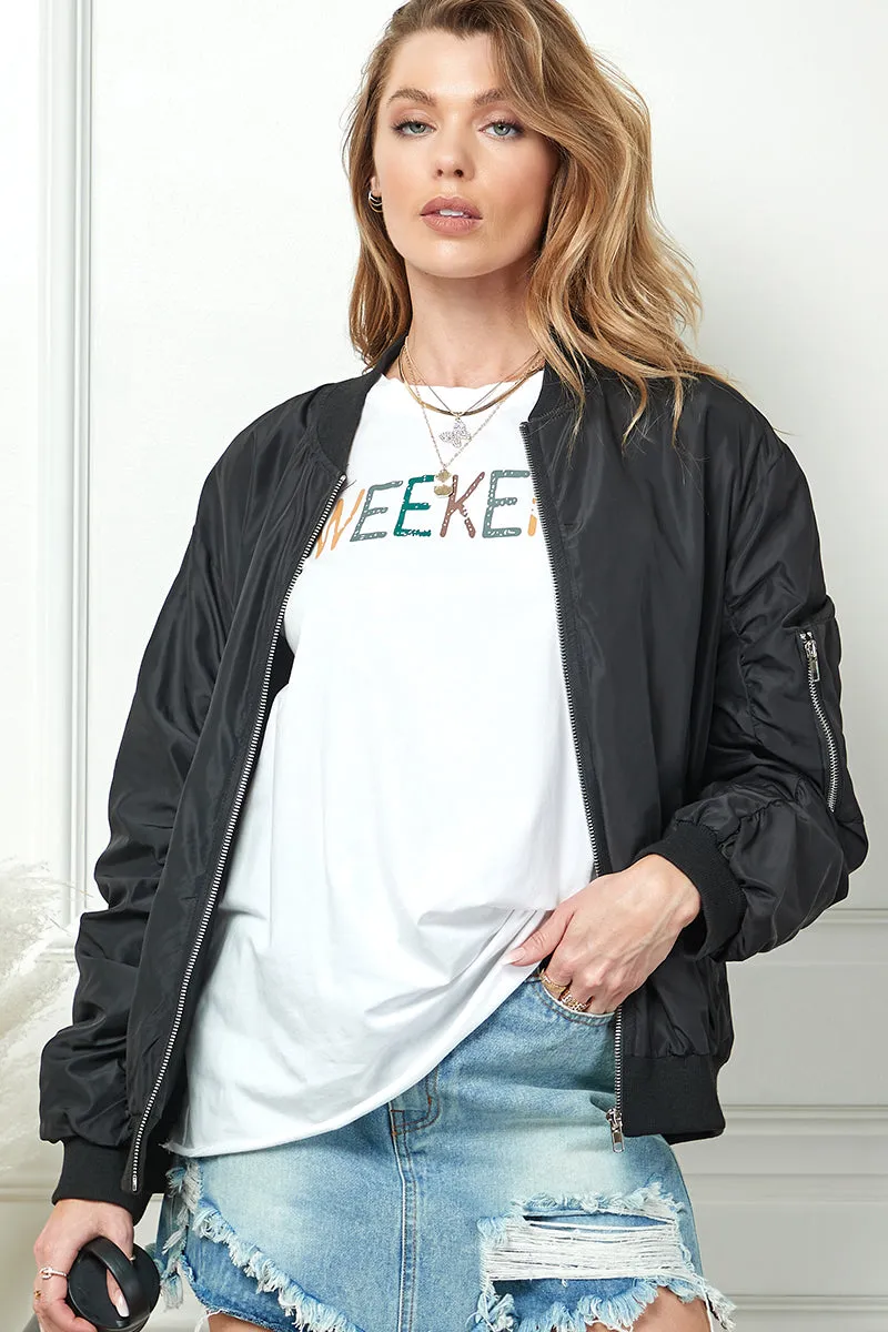 SIDE POCKET WINDBREAKER BOMBER JACKET