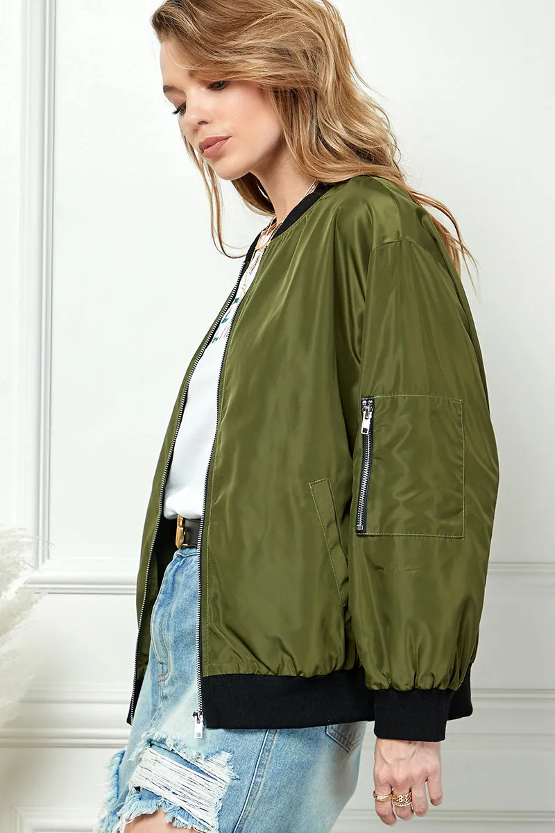 SIDE POCKET WINDBREAKER BOMBER JACKET