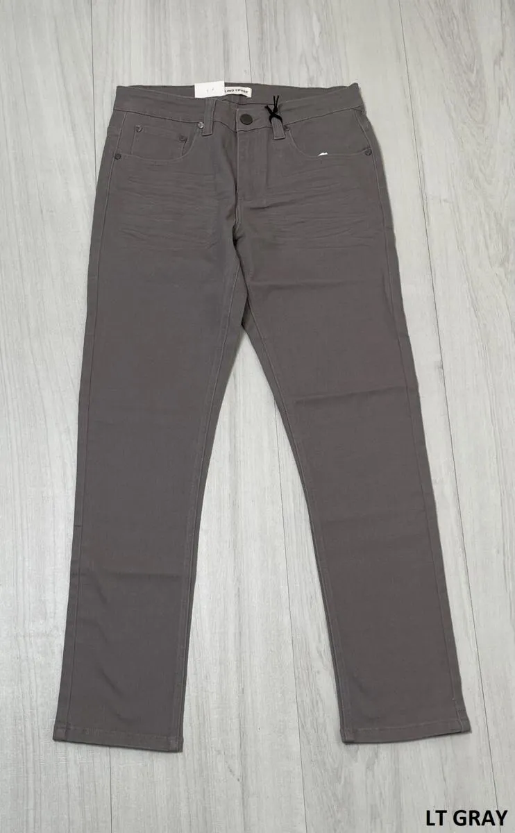 Slim Fit Stretch Twill Pants - Light Gray