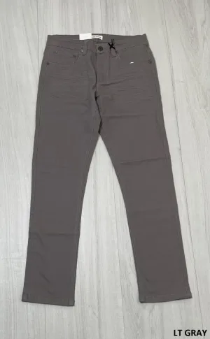 Slim Fit Stretch Twill Pants - Light Gray