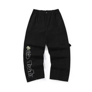 Small Daisy letter print medium high waist loose straight leg cotton casual pants