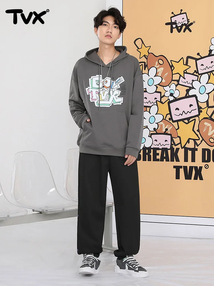 Street sports style letter label open and close self-adjusting laser buckle leg casual pants