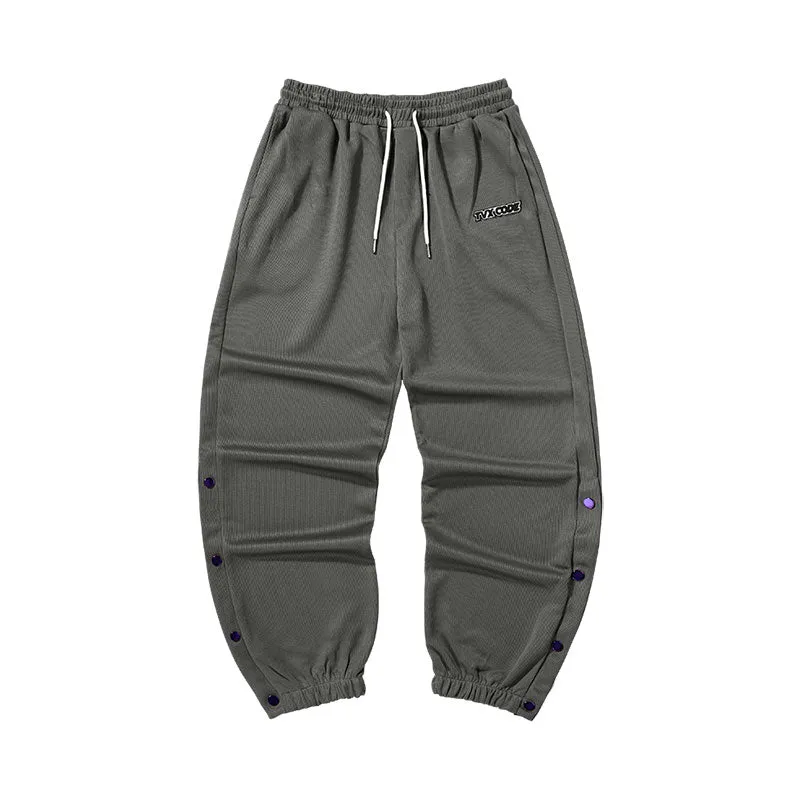 Street sports style letter label open and close self-adjusting laser buckle leg casual pants