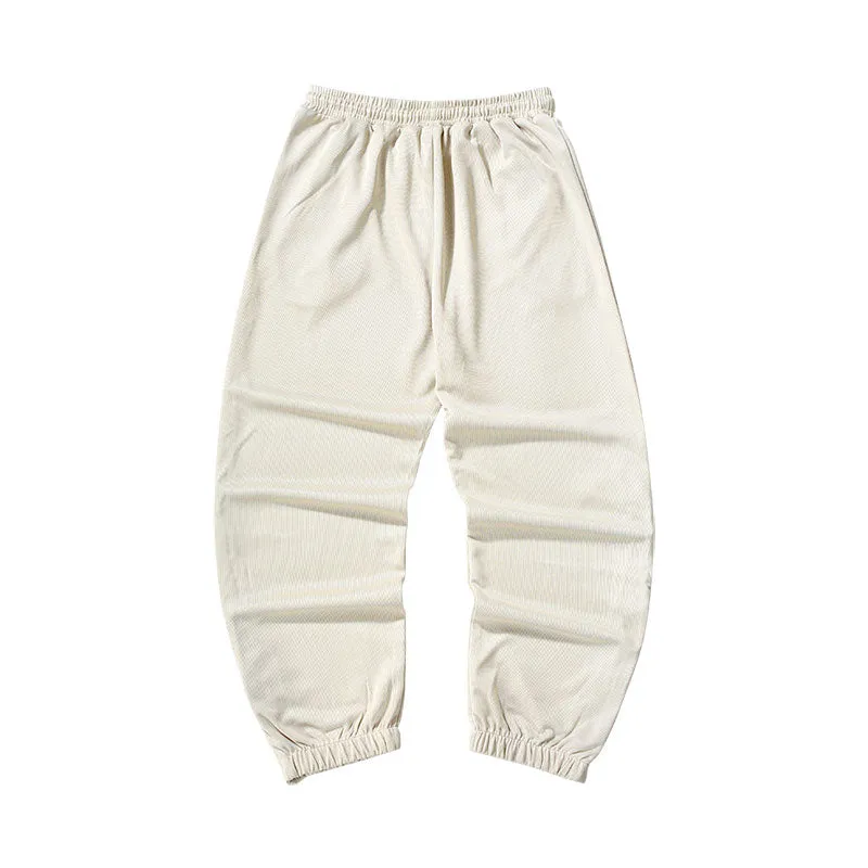 Street sports style letter label open and close self-adjusting laser buckle leg casual pants