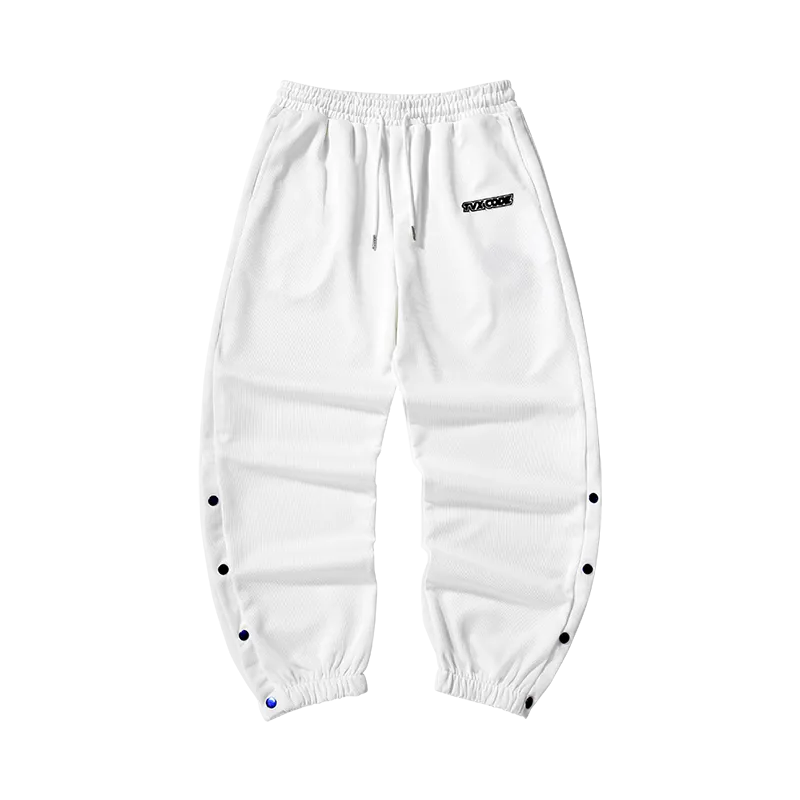 Street sports style letter label open and close self-adjusting laser buckle leg casual pants