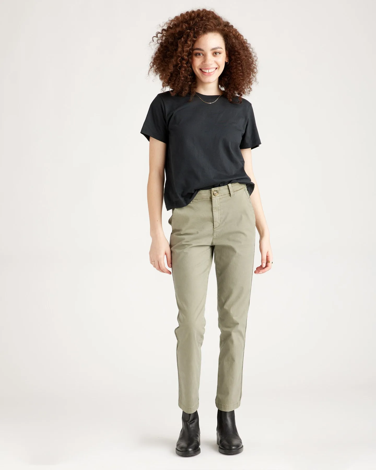 Stretch Cotton Twill Girlfriend Chino Pants