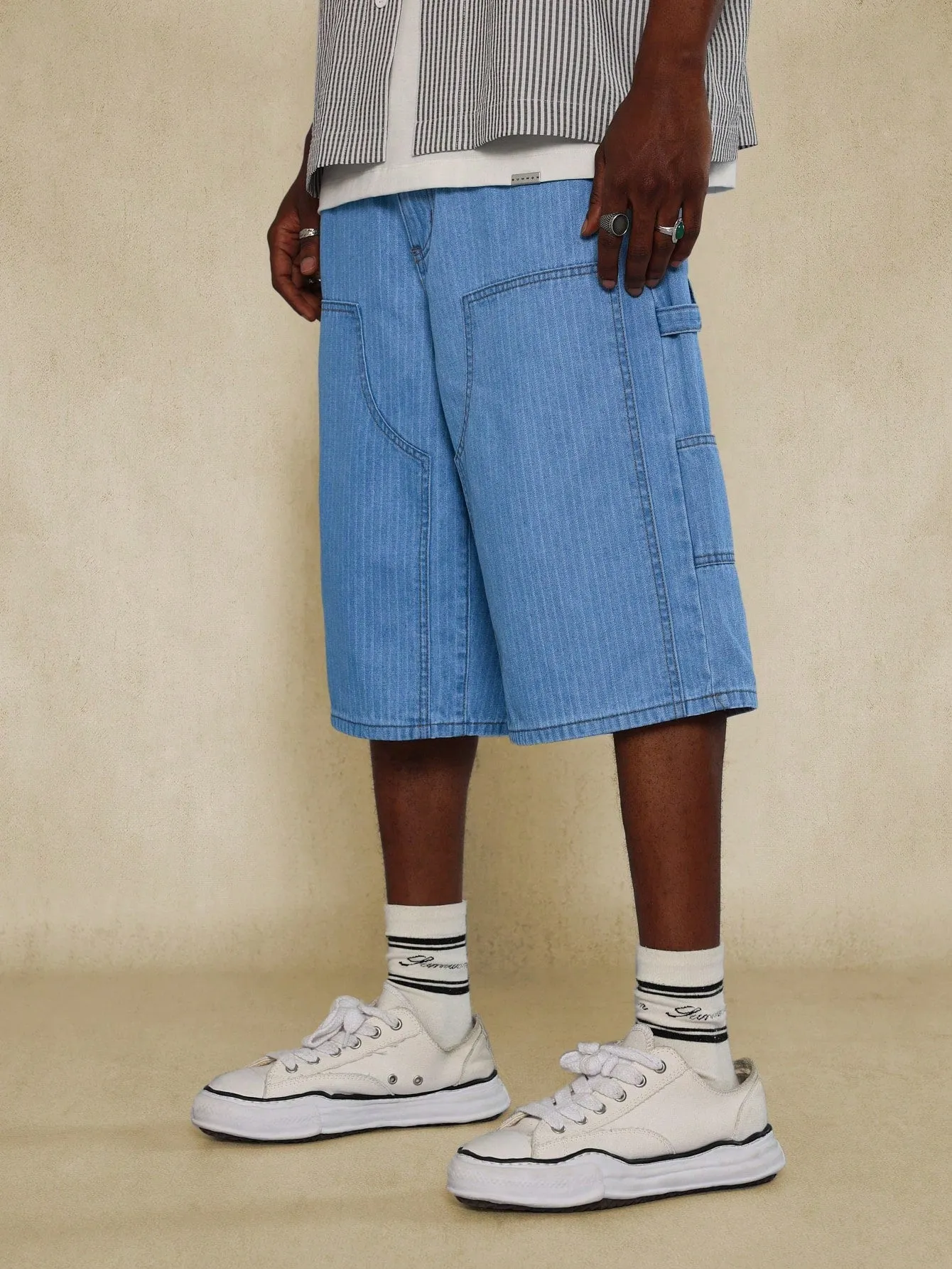 Stripe Denim Carpenter Jort