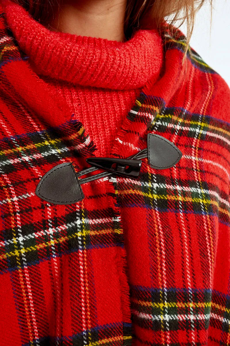 Tartan Plaid Knit Poncho