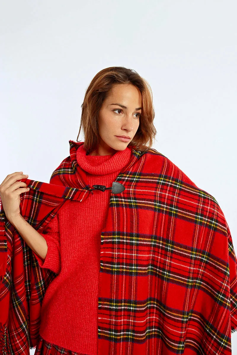 Tartan Plaid Knit Poncho