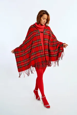 Tartan Plaid Knit Poncho