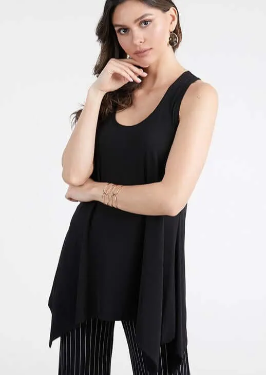 The Perfect Solution Black Shark Bite Hem Tunic Made in USA - Clearance Final Sale