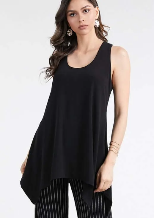 The Perfect Solution Black Shark Bite Hem Tunic Made in USA - Clearance Final Sale