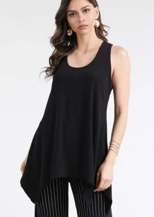 The Perfect Solution Black Shark Bite Hem Tunic Made in USA - Clearance Final Sale