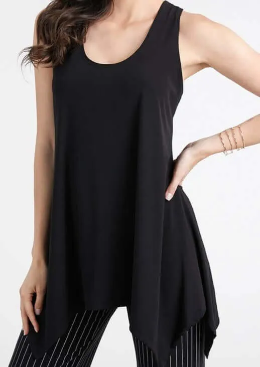 The Perfect Solution Black Shark Bite Hem Tunic Made in USA - Clearance Final Sale