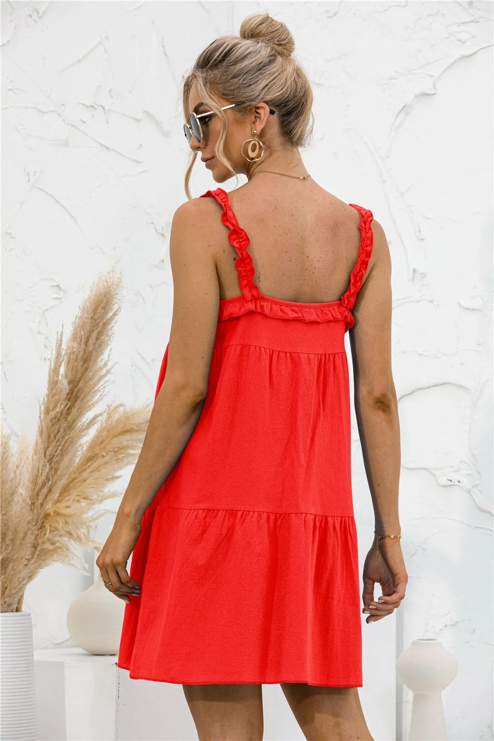 Tie Ruffle Tunic Dress