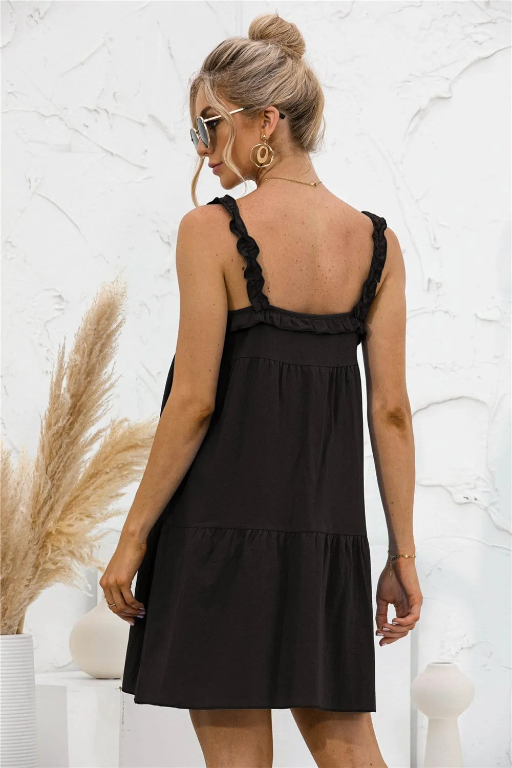Tie Ruffle Tunic Dress