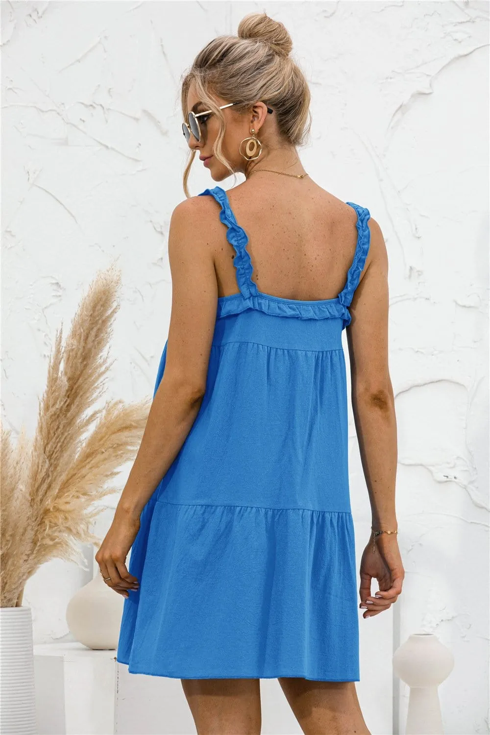 Tie Ruffle Tunic Dress
