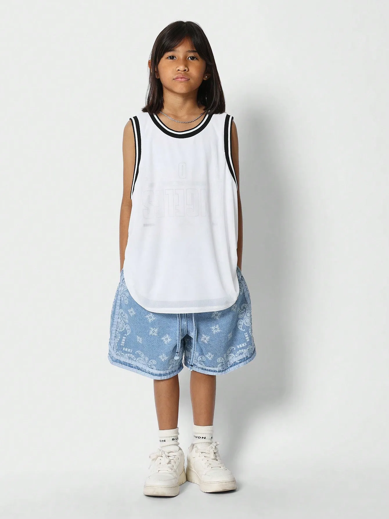Tween Girls Paisley Denim Baller Short