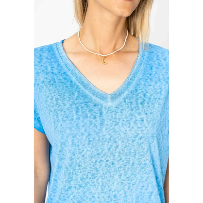 V Neck Lurex Trim Tee