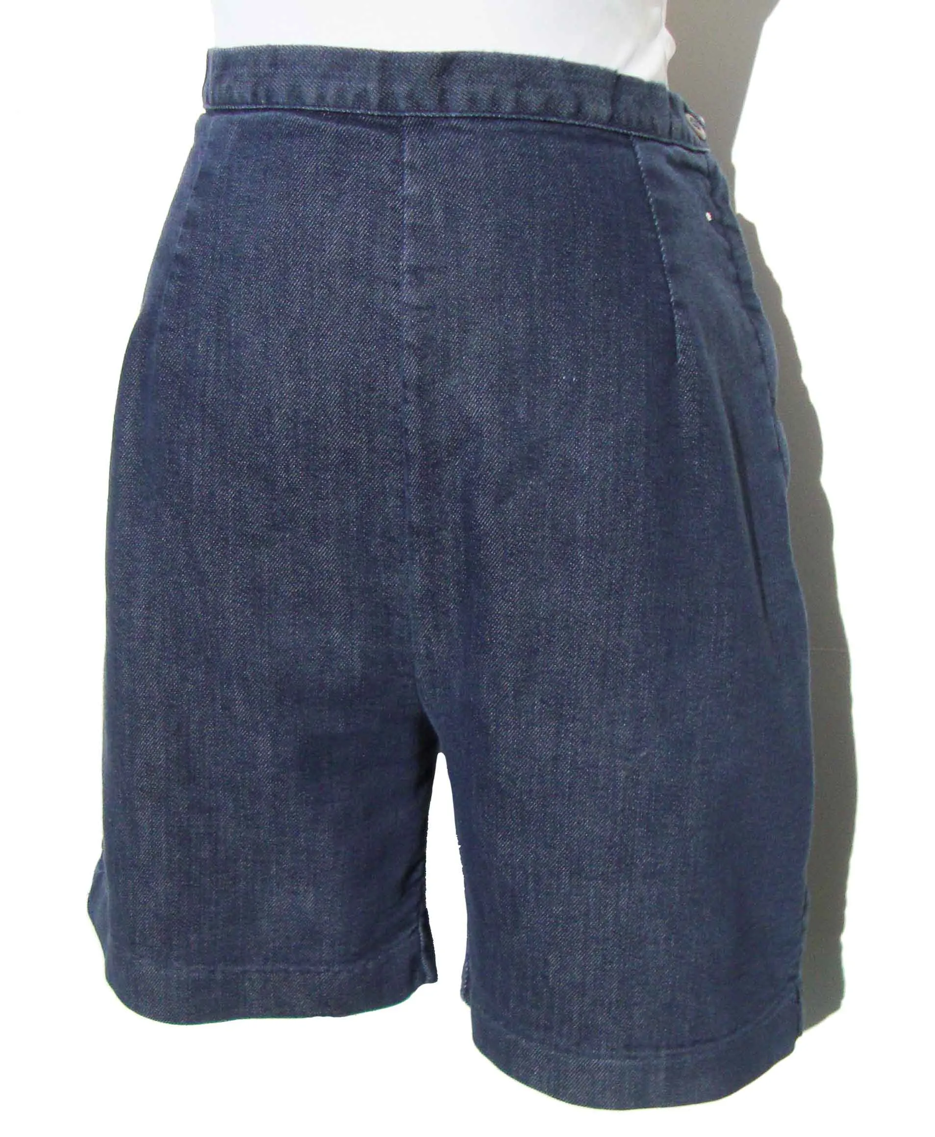 Vintage 60s Denim Shorts Bermuda High Waist Dungaree Jeans S