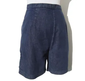 Vintage 60s Denim Shorts Bermuda High Waist Dungaree Jeans S