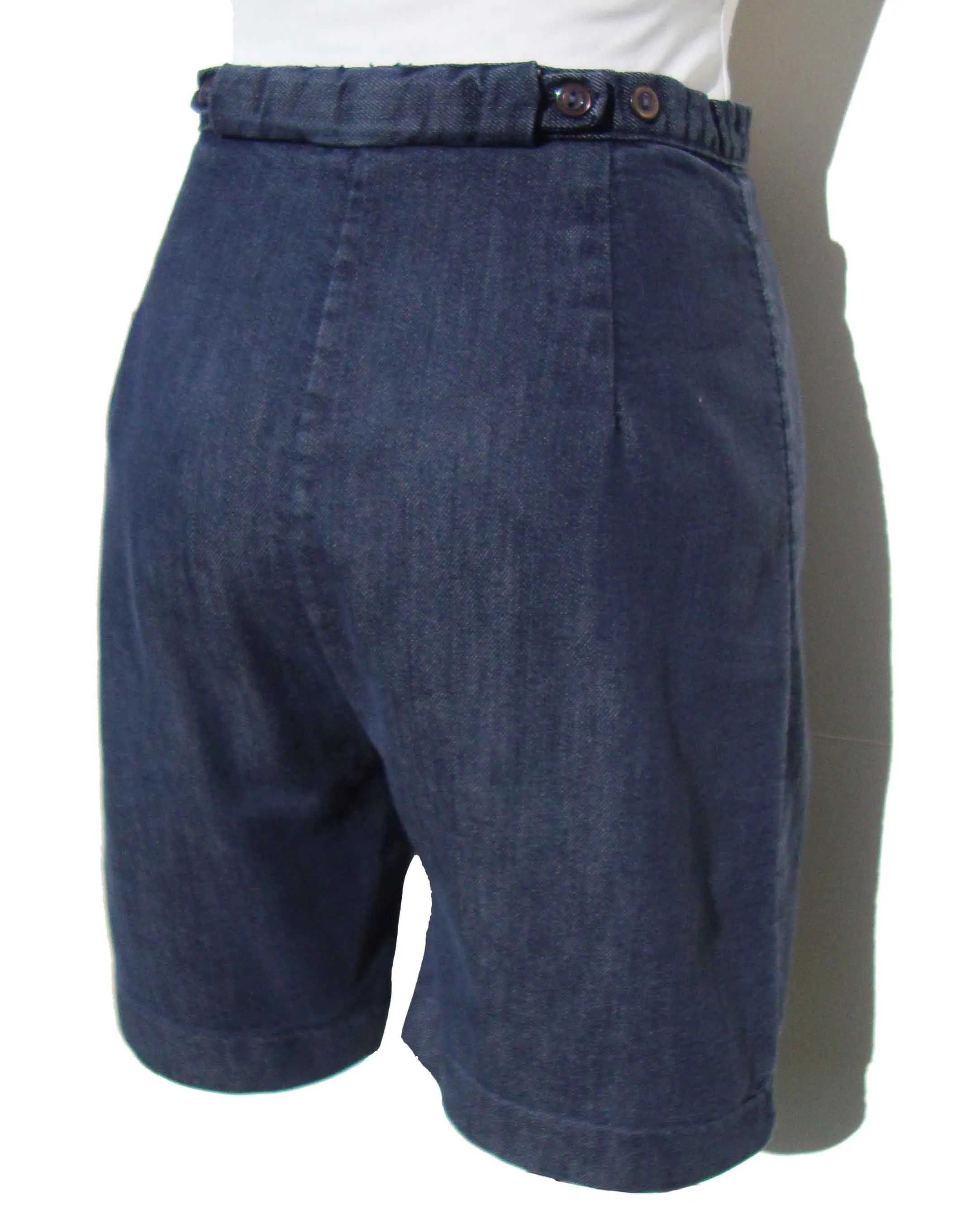 Vintage 60s Denim Shorts Bermuda High Waist Dungaree Jeans S