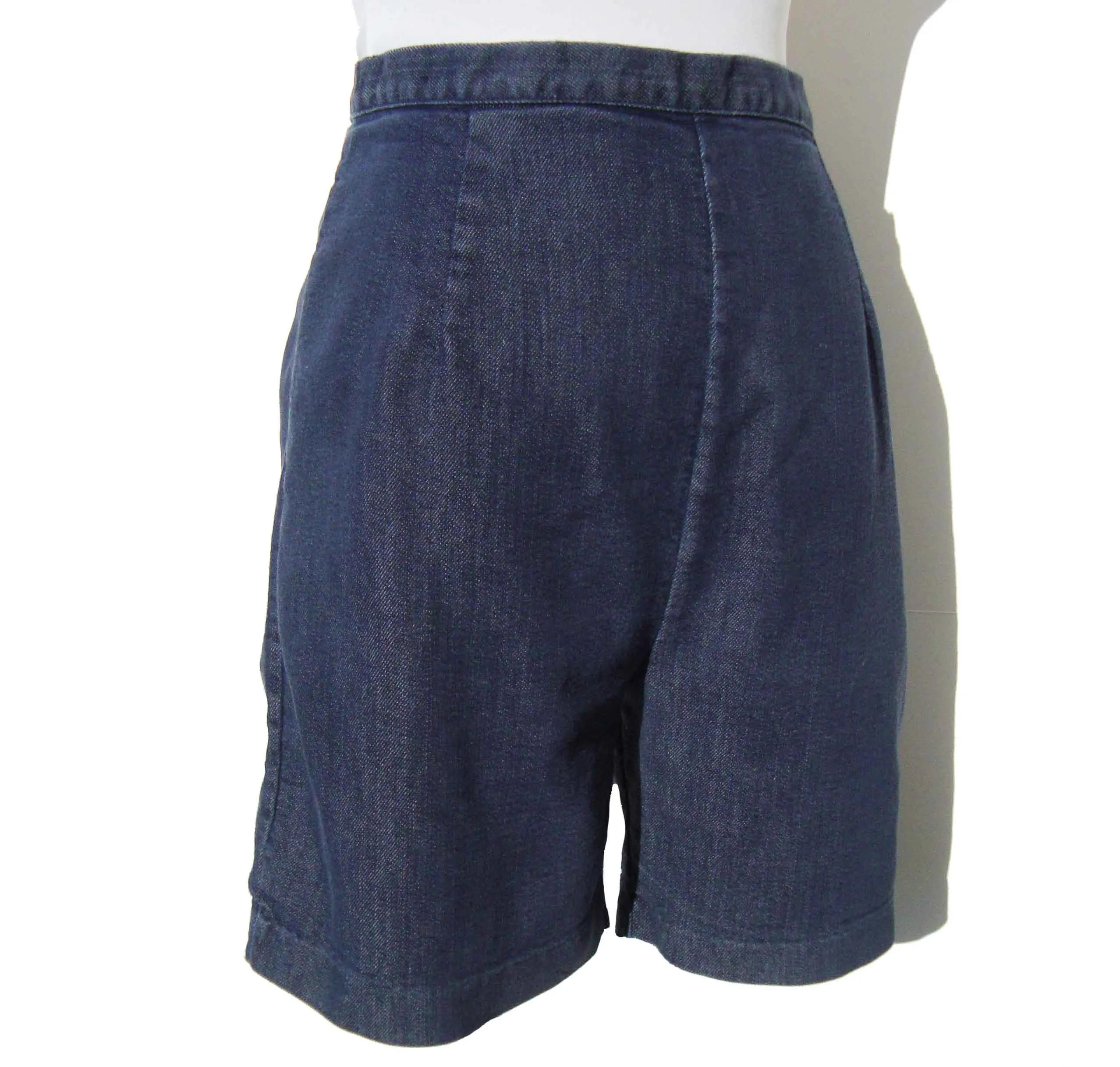 Vintage 60s Denim Shorts Bermuda High Waist Dungaree Jeans S