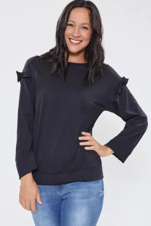 Women's Long Sleeve Scoop Neck Tee With Shoulder Detail Deal