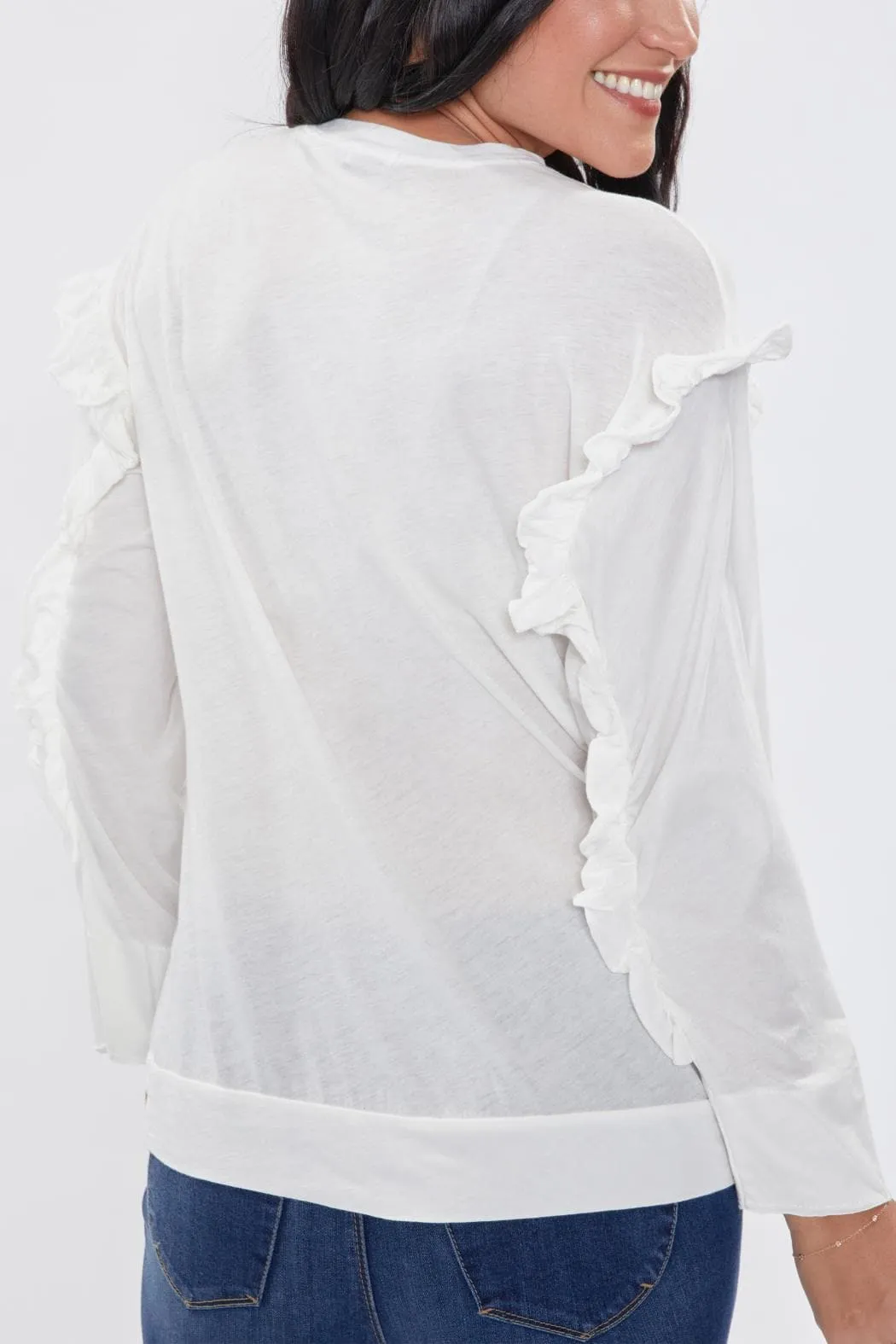 Women's Long Sleeve Scoop Neck Tee With Shoulder Detail Deal