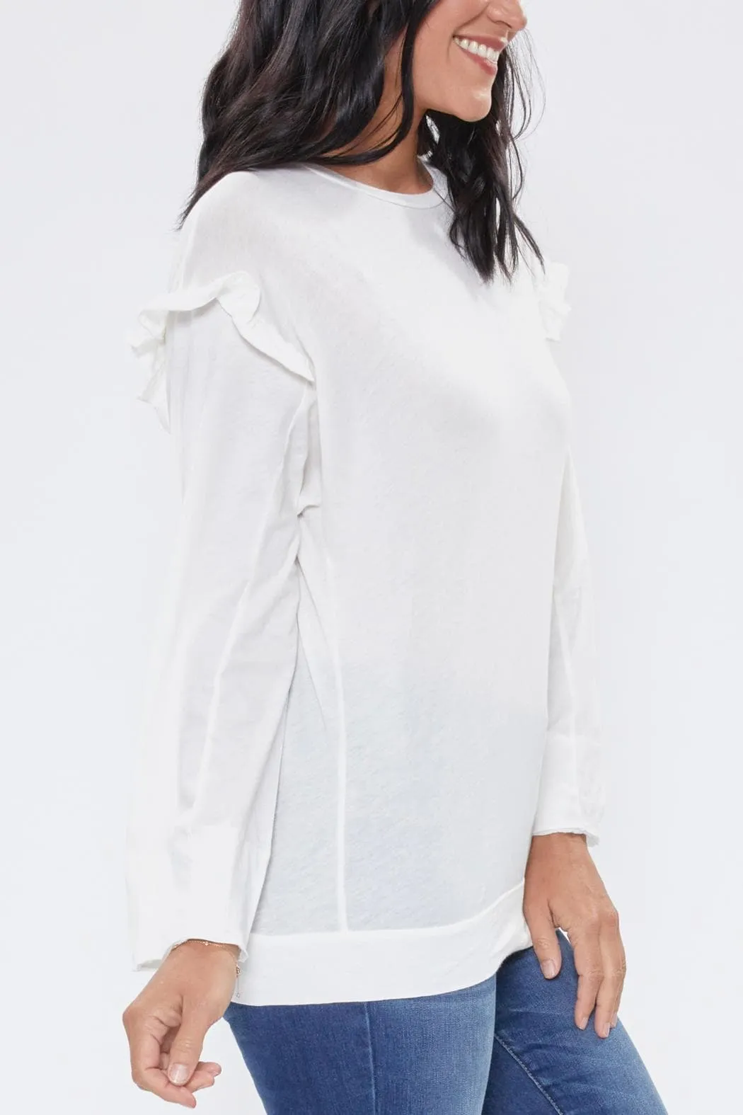 Women's Long Sleeve Scoop Neck Tee With Shoulder Detail Deal