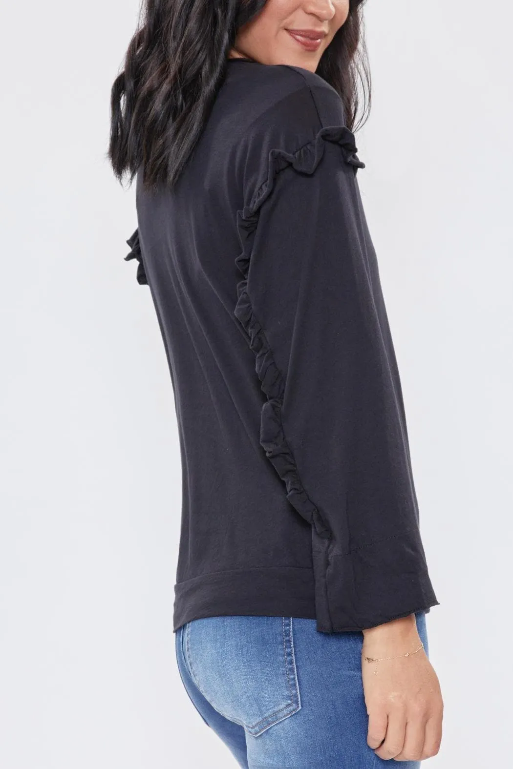 Women's Long Sleeve Scoop Neck Tee With Shoulder Detail Deal