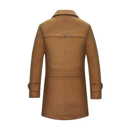 Zipper Double Collar Woolen Coat Thickened Plus Size Trench Coat Woolen Coat