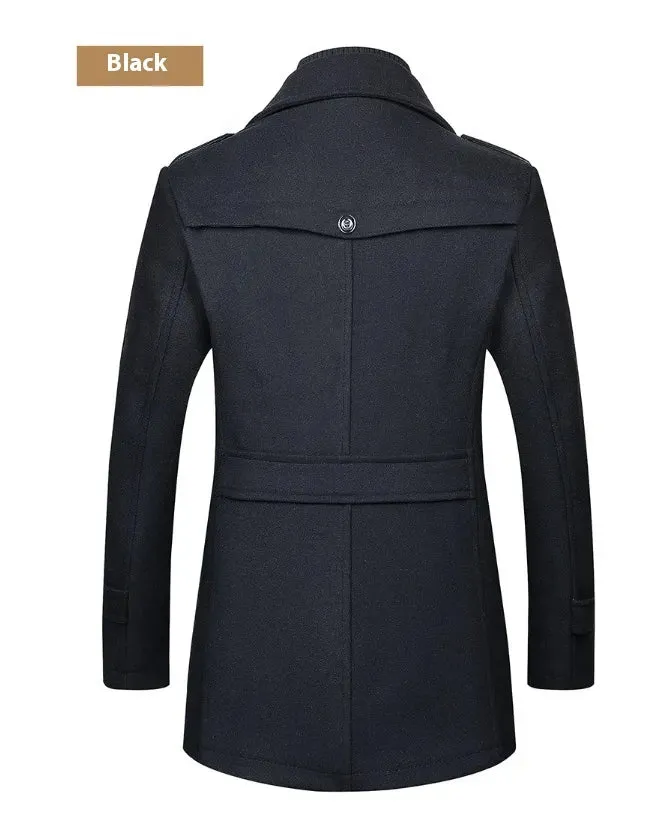 Zipper Double Collar Woolen Coat Thickened Plus Size Trench Coat Woolen Coat