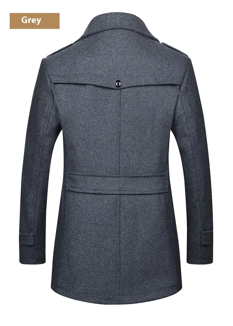 Zipper Double Collar Woolen Coat Thickened Plus Size Trench Coat Woolen Coat